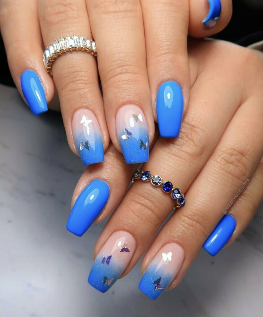 Blue Ombre NailsÂ