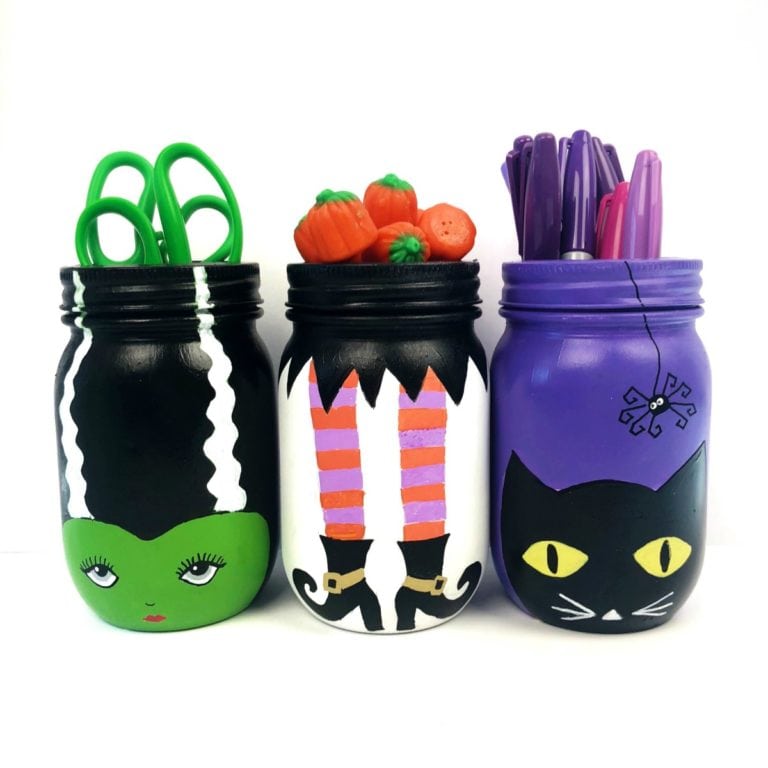 Painted Halloween Mason Jars Craft