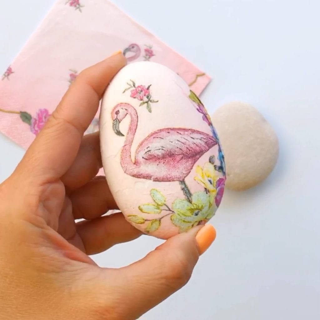 How to Decoupage Napkins on Rocks